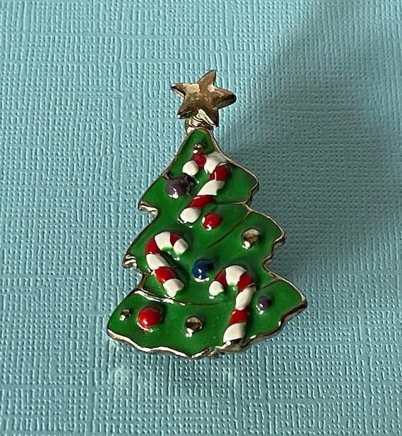 Vintage Christmas tree pin, Christmas pin, Christm