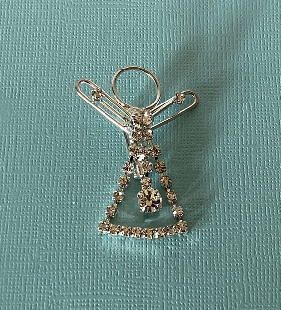 Vintage rhinestone angel pin, angel pin, angel br… - image 3