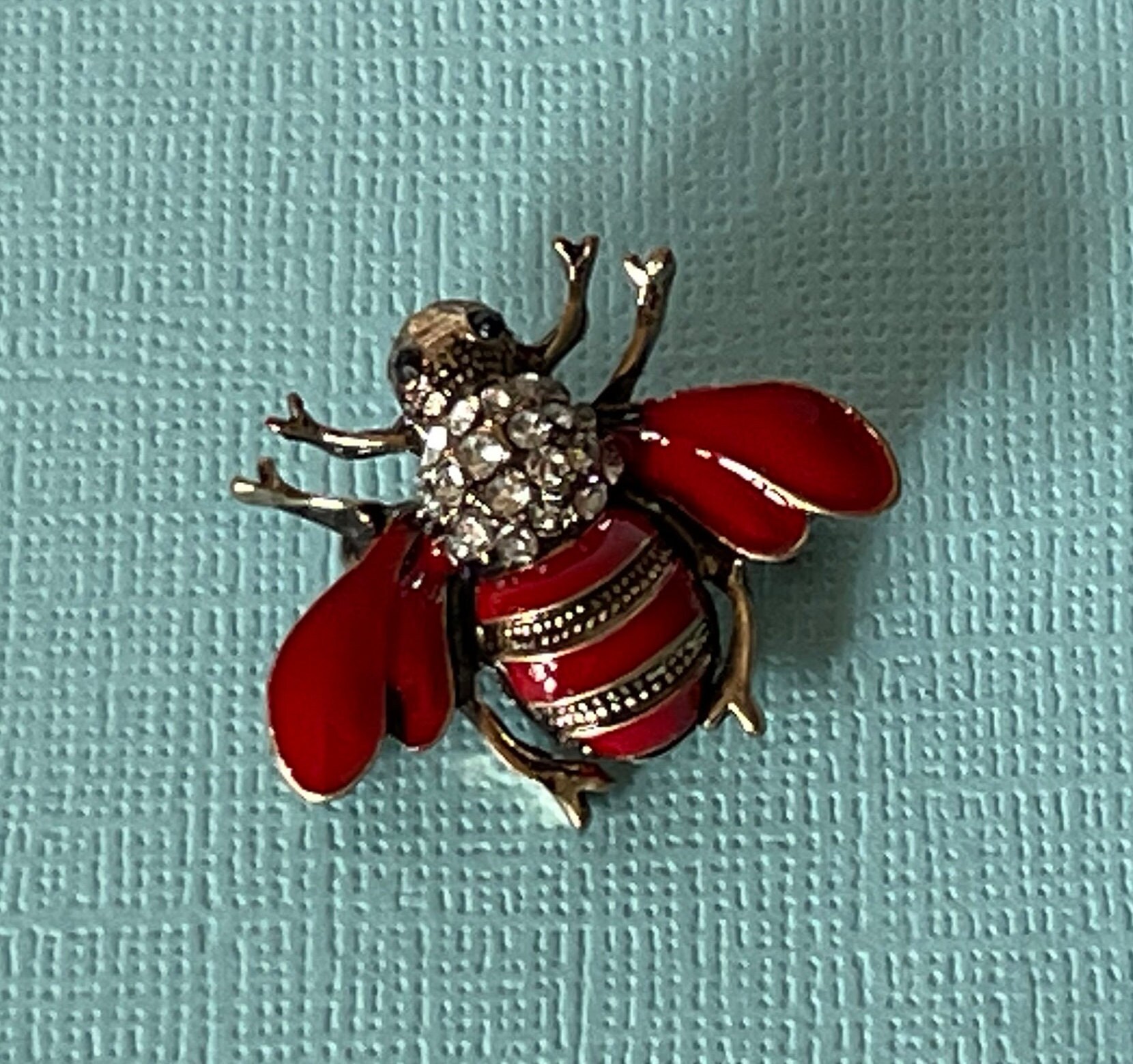 Red and Gold Rhinestone Bee Pin Bee Pin Bee Jewelry Bee - Etsy