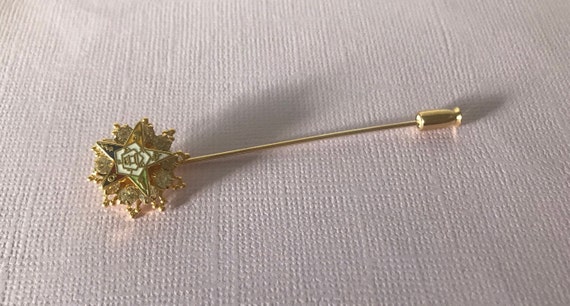Vintage rhinestone Eastern Star stick pin, aurora… - image 4