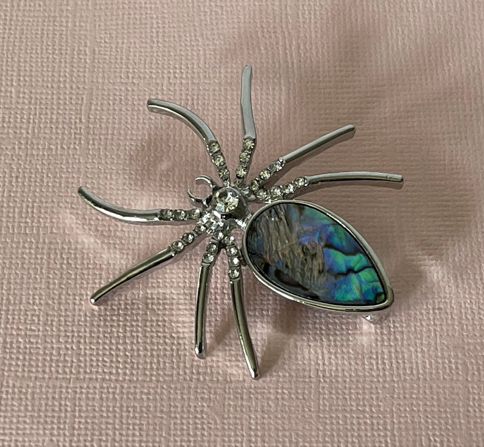 Striking Silver Tone and Diamanté Spider Brooch. 