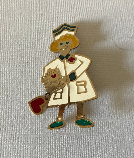 Vintage Nurse Brooch, nurse pin, first responder … - image 4