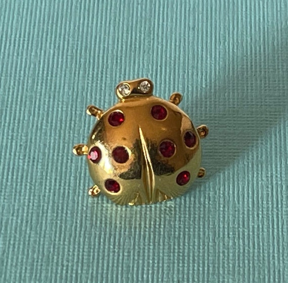 Rhinestone lady bug pin, gold lady bug pin, ladyb… - image 2