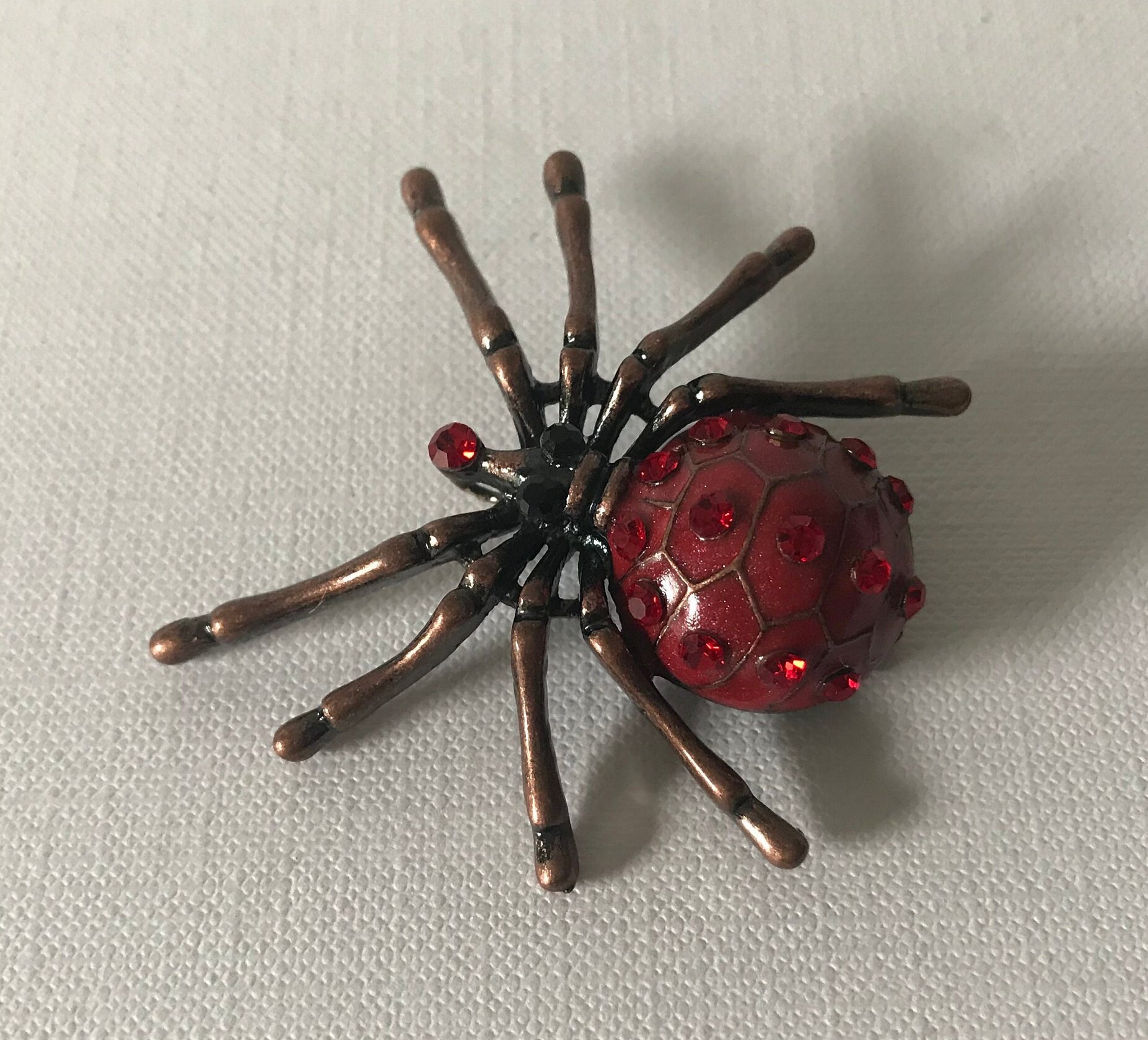 Red Rhinestone Spider Pin Spider Brooch Halloween Spider Etsy