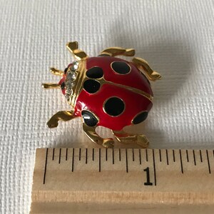 Vintage lady bug brooch, signed lady bug brooch, rhinestone lady bug pin, lady bug jewelry, ladybug pin, vintage ladybug brooch, beetle pin image 9
