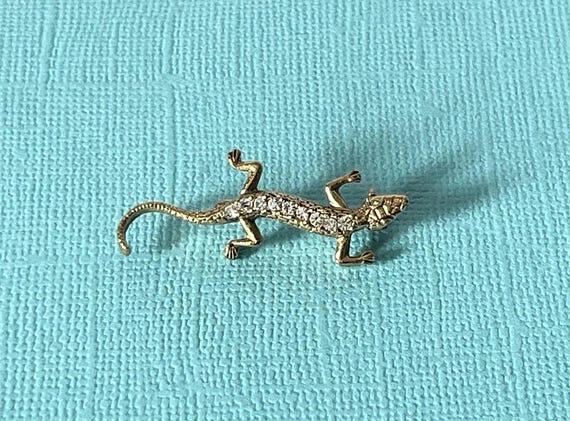 Vintage lizard brooch, rhinestone lizard pin, gecko brooch, gold lizard brooch, lizard brooch vintage, lizard jewery, gecko rhinestone pin
