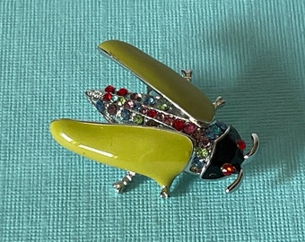 Rhinestone roach pin, fly pin, rhinestone bug pin, multi color bug pin, fruit salad rhinestone roach pin, fly pin, roach brooch, rhinestone