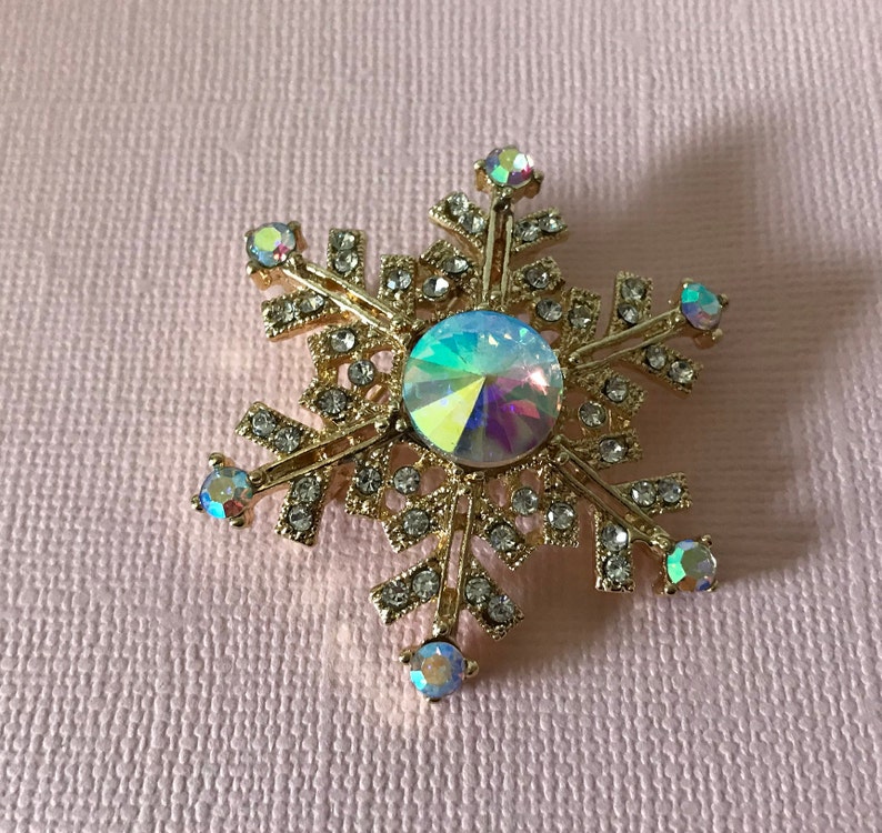 Rhinestone Snowflake Brooch Rivoli Rhinestone Snowflake Pin - Etsy