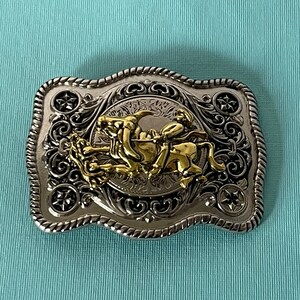 Vintage NEW bull riding belt buckle, silver bull riding belt buckle, gold bull riding belt buckle, cowboy belt buckle, rodeo belt buckle