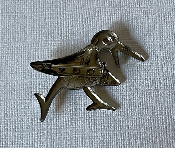 Vintage silver tone bird pin, bird brooch, bird j… - image 6