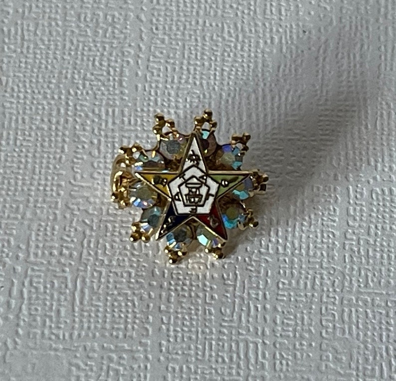 Vintage Order of the Eastern Star Brooch, Rhinestone OES Brooch ...