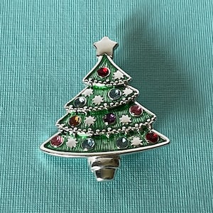 Vintage Christmas tree brooch, rhinestone Christmas tree pin, Christmas tree pin, Christmas pin, Christmas brooch, fruit salad Christmas