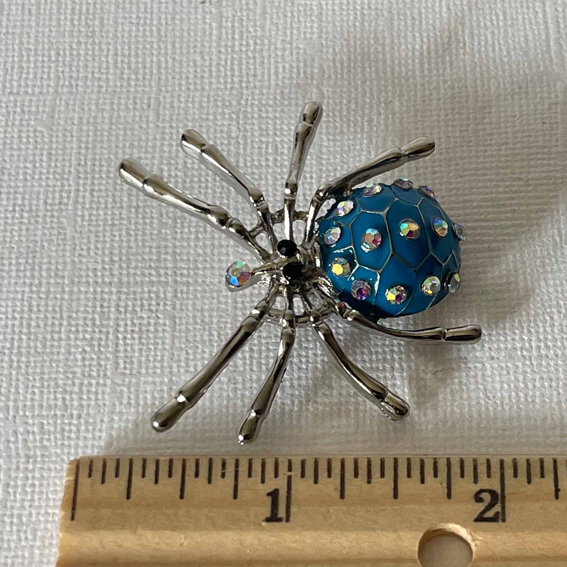 Blue Rhinestone Spider Pin, Spider Brooch, Aurora Borealis Rhinestone ...