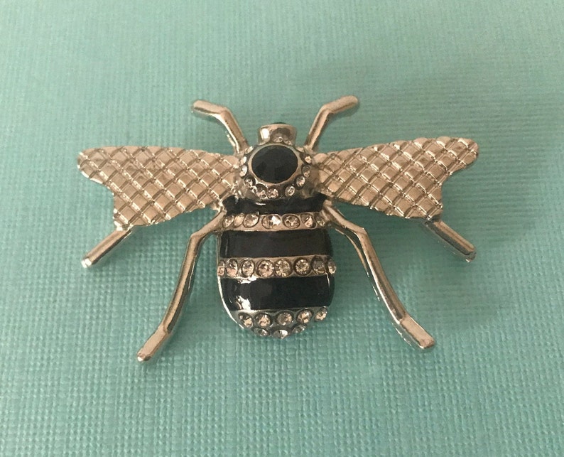 Vintage bee pin rhinestone bee pin bee brooch insect pin | Etsy