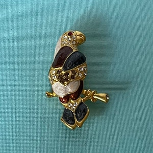 Vintage parrot brooch, rhinestone parrot pin, bird jewelry, rhinestone macaw brooch, rhinestone macaw, cockatoo brooch, rhinestone bird pin