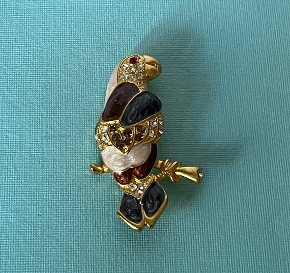 Vintage parrot brooch, rhinestone parrot pin, bir… - image 1