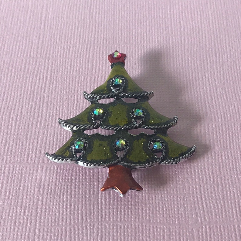 holiday pin xmas tree pin Aurora borealis rhinestone Christmas tree pin Christmas pins rhinestone Christmas tree brooch Christmas pin