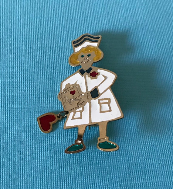 Vintage Nurse Brooch, nurse pin, first responder … - image 7