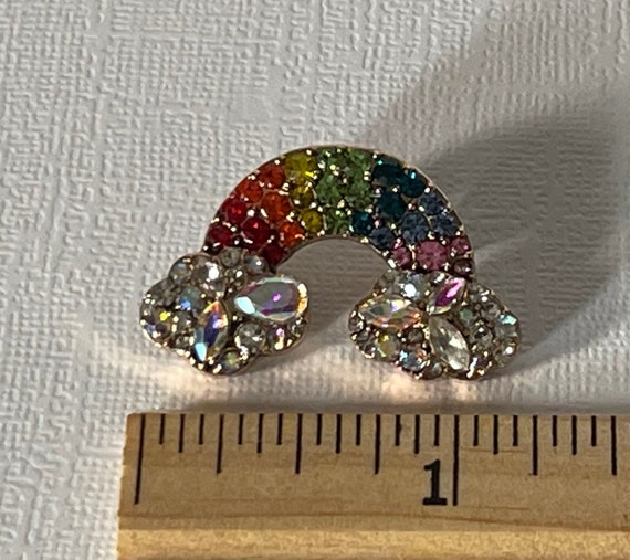 Rhinestone rainbow brooch, rainbow jewelry, rainb… - image 6