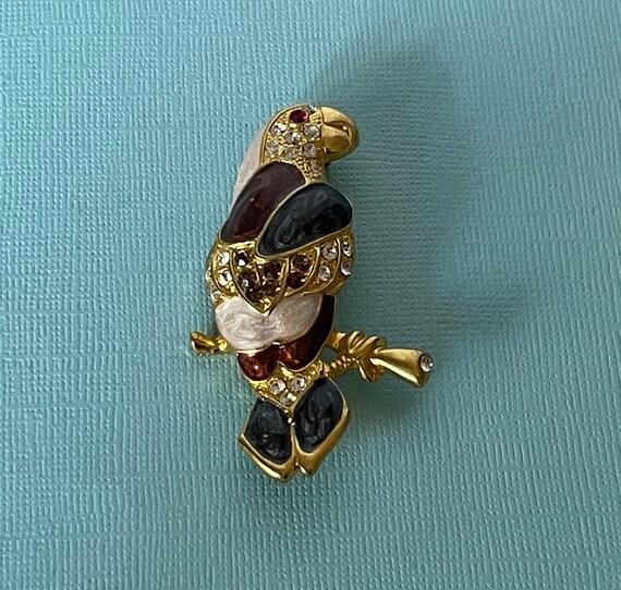 Vintage parrot brooch, rhinestone parrot pin, bir… - image 3