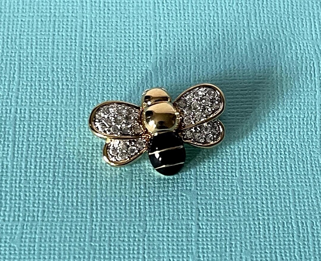 Vintage Bumble Bee Brooch, Rhinestone Bee Pin, Insect Jewelry, Gold Bee ...