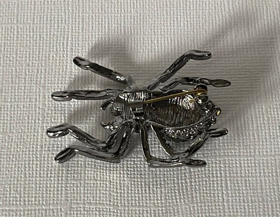 Black rhinestone spider pin, spider brooch, spide… - image 6