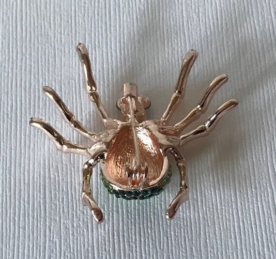 Rhinestone spider pin, green rhinestone spider pi… - image 4