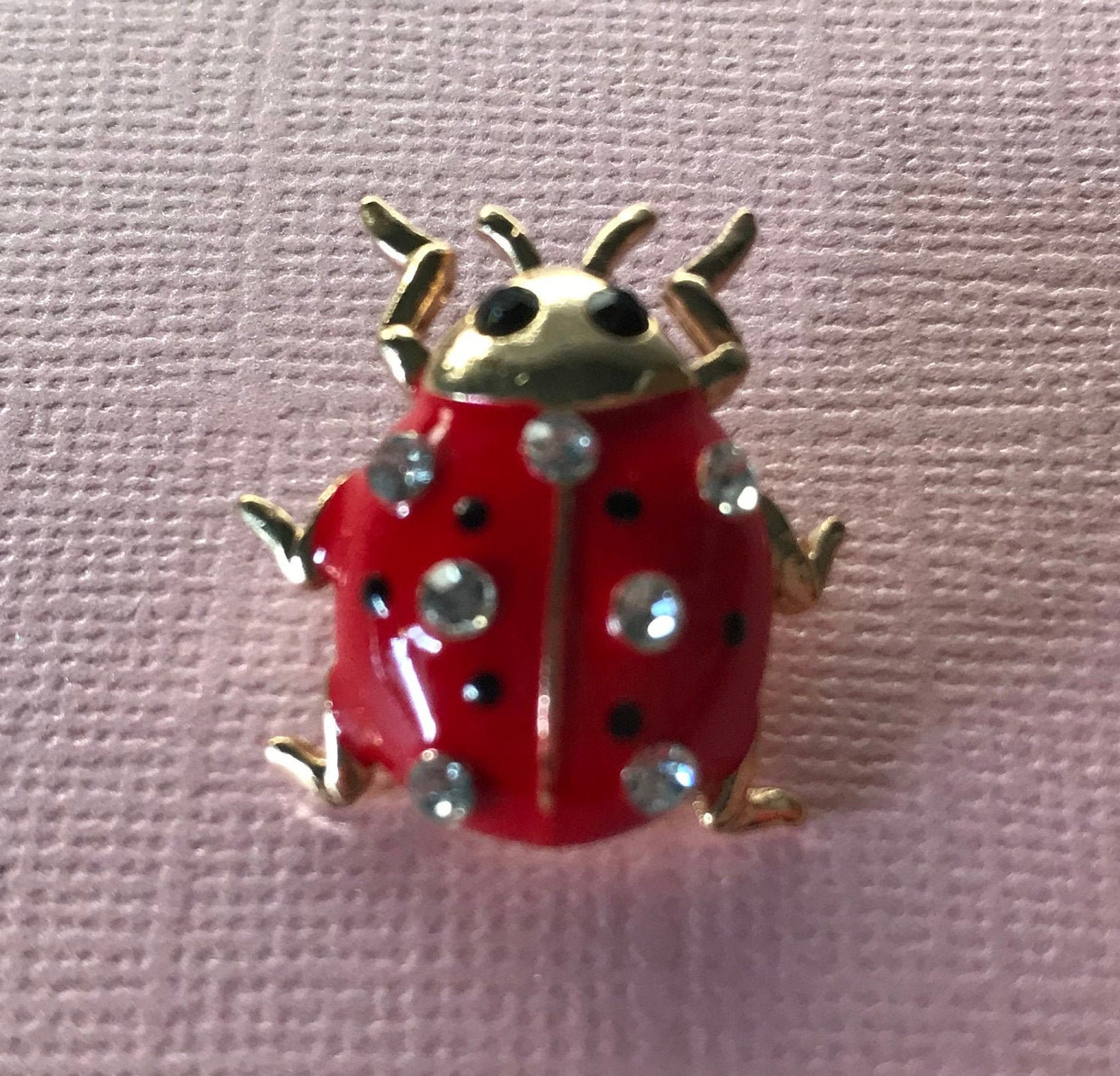 Rhinestone Lady Bug Brooch Lady Bug Pin Insect Pin Beetle Etsy