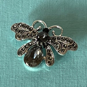 Black rhinestone bumble bee pin, gray rhinestone bee pin, bee jewelry, bee pin, rhinestone bee brooch, black bee pin, bumble bee brooch