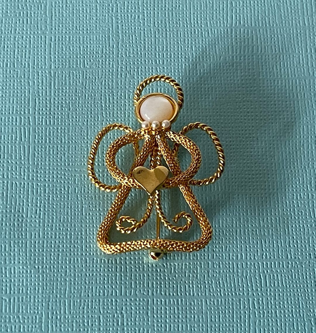 Vintage Angel Brooch, Angel Jewelry, Gold Angel Pin, Angel With Heart ...