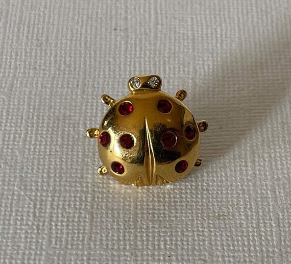 Rhinestone lady bug pin, gold lady bug pin, ladyb… - image 4