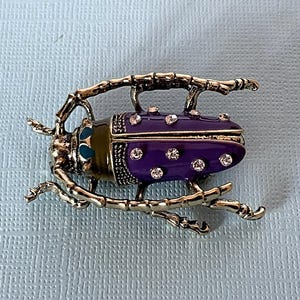 Strass Käfer Anstecker, Käfer Anstecker, lila Käfer Anstecker, Strasskäfer Anstecker, lila Skarabäus Anstecknadel, lila und gold Plöcke Brosche, Käfer Anstecknadel