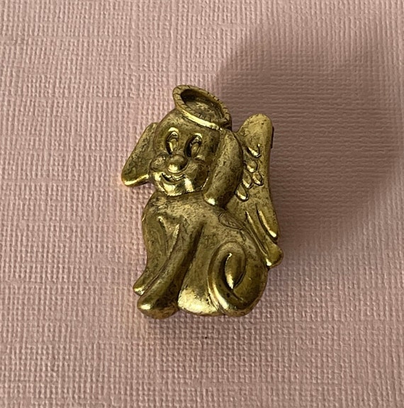 Vintage NEW dog angel pin, dog angel brooch, rain… - image 2