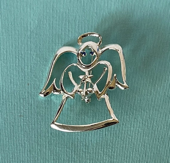 Large vintage angel with halo pin, angel pin, ang… - image 1