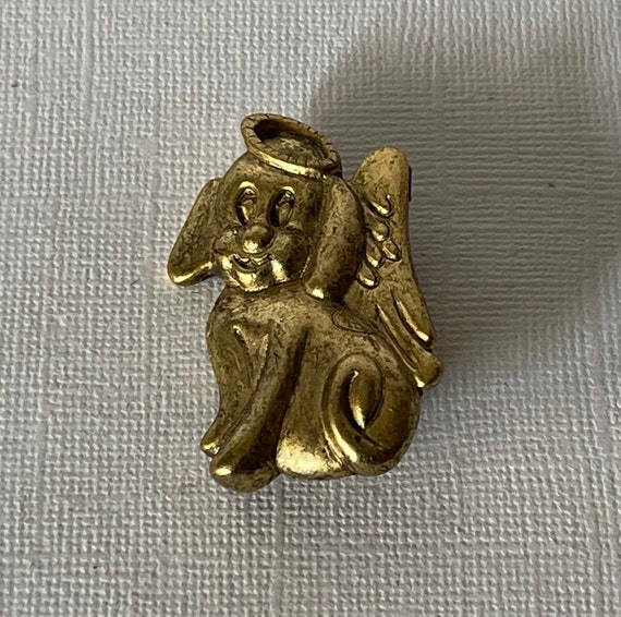 Vintage NEW dog angel pin, dog angel brooch, rain… - image 4