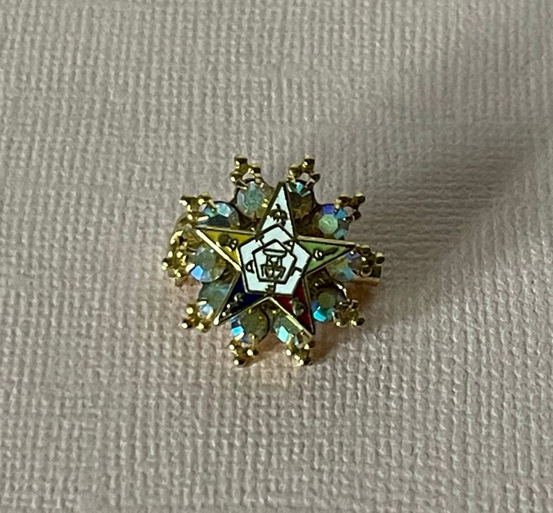 Vintage Order of the Eastern Star Brooch, Rhinestone OES Brooch ...