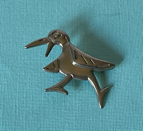 Vintage silver tone bird pin, bird brooch, bird j… - image 2