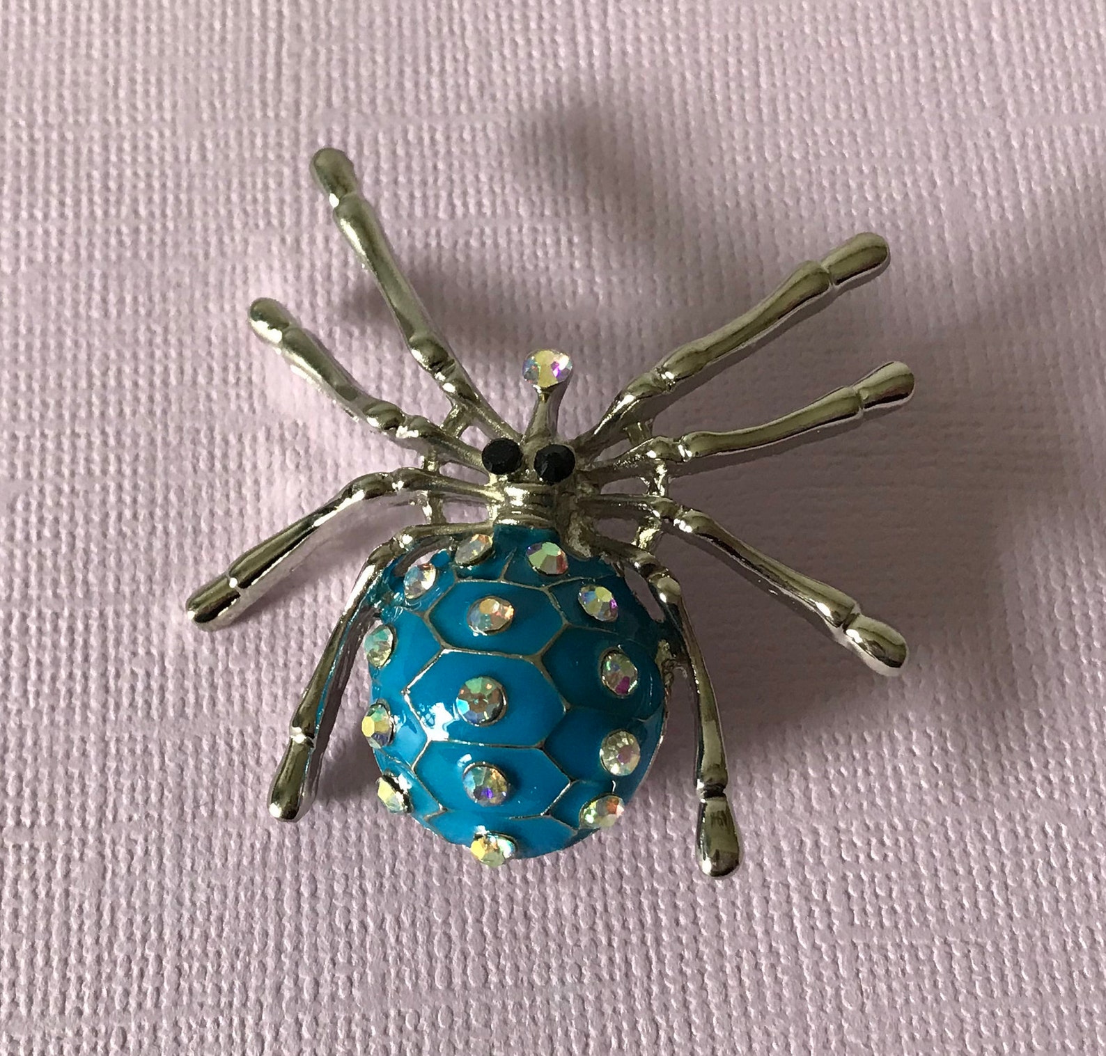 Blue Rhinestone Spider Pin Spider Brooch Aurora Borealis | Etsy