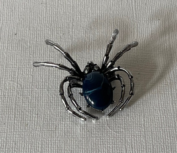 Blue spider pin, cobalt blue spider pin, silver a… - image 4