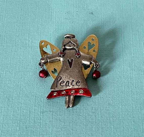 Vintage angel pin, peace angel pin, angel brooch, guardian angel pin, angel jewelry, guardian angel, Christmas angel, angel pin vintage AJMC