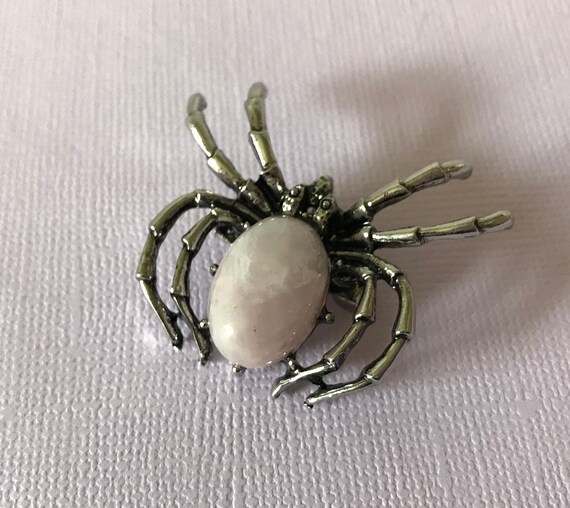 Rose quartz spider brooch, spider pin, Halloween … - image 7