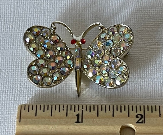 Vintage aurora borealis rhinestone butterfly pin,… - image 5