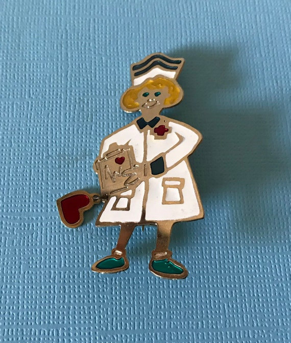 Vintage Nurse Brooch, nurse pin, first responder … - image 8