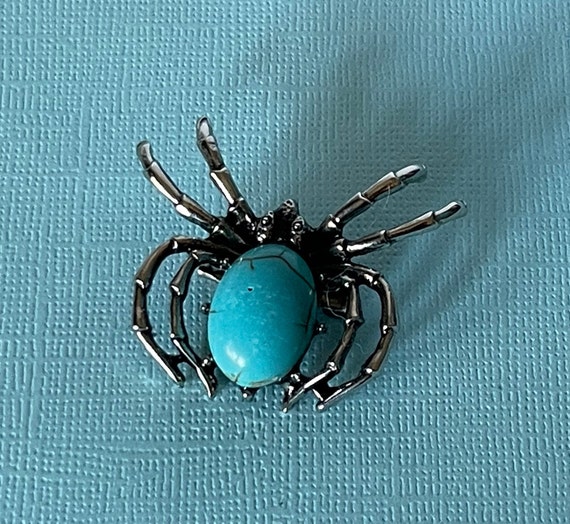 Blue spider pin, turquoise spider pin, spider jew… - image 2