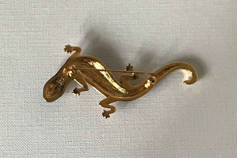 Vintage Rhinestone Black and Gold Lizard Pin Lizard Brooch | Etsy