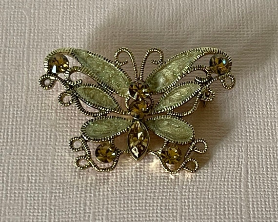 Vintage rhinestone butterfly pin, rhinestone butt… - image 7