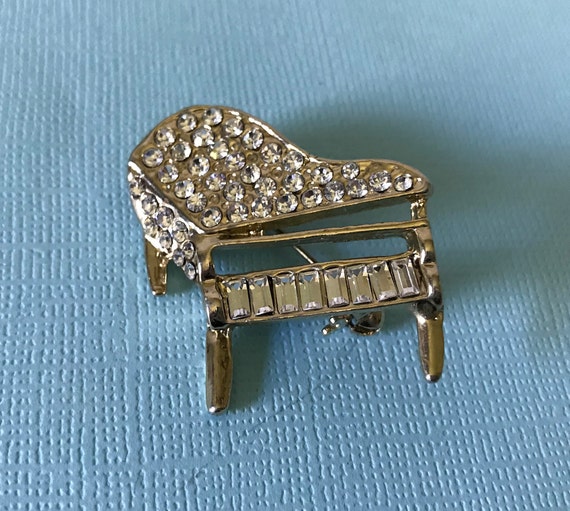 Vintage rhinestone piano pin, vintage piano brooc… - image 3