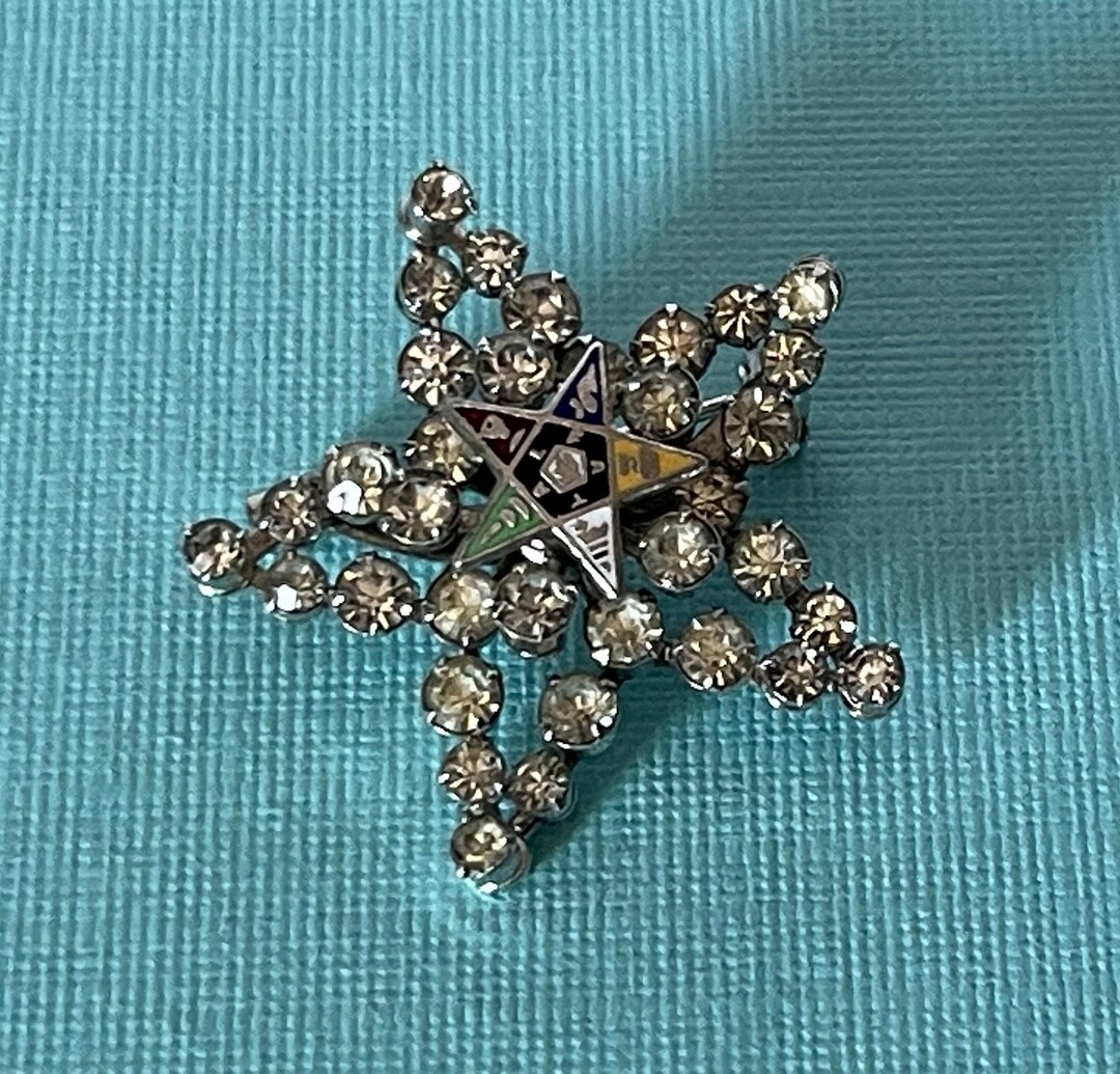 Vintage Order of the Eastern Star Rhinestone Star Pin, OES Rhinestone ...