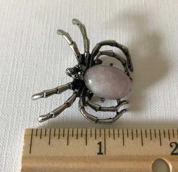 Rose quartz spider brooch, spider pin, Halloween … - image 9