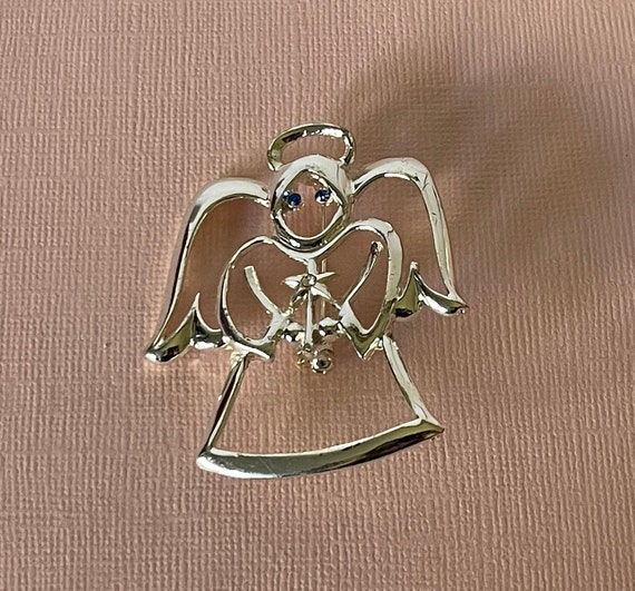 Large vintage angel with halo pin, angel pin, ang… - image 2